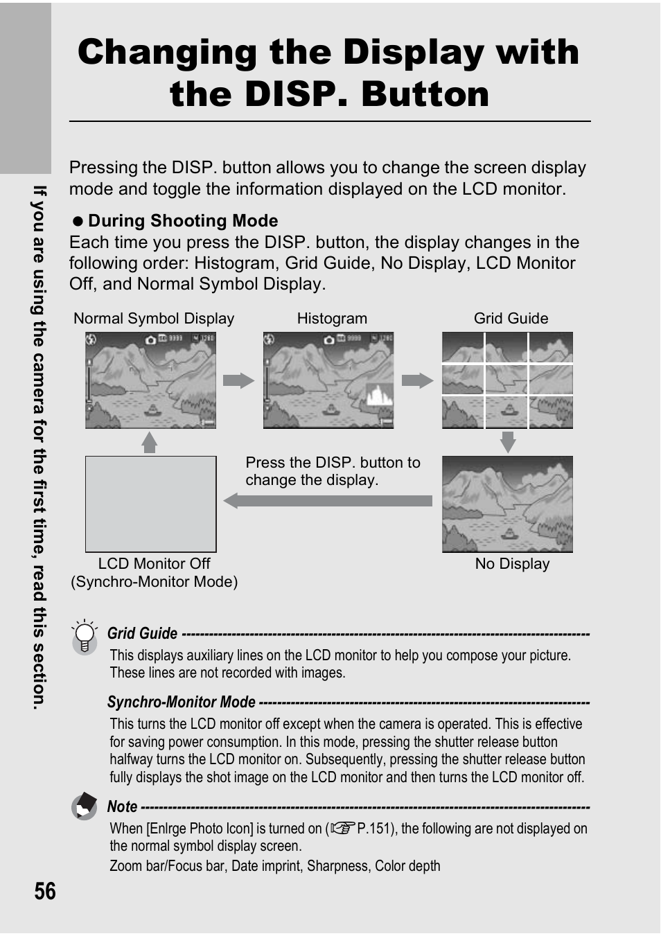 Changing the display with the disp. button | Ricoh Caplio R7 User Manual | Page 58 / 202