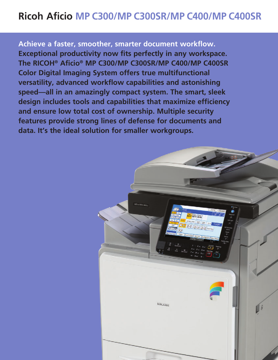Ricoh AFICIO MP C300SR User Manual | Page 2 / 8