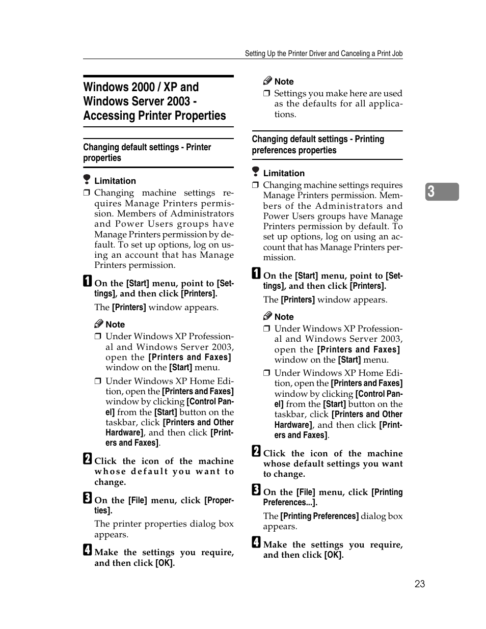 Changing default settings - printer properties | Ricoh Printer/Scanner User Manual | Page 29 / 56