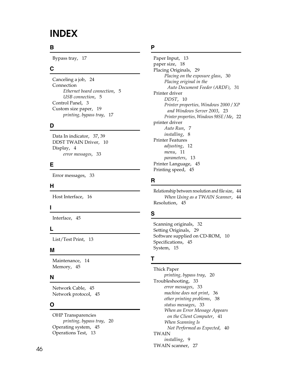 Index | Ricoh Printer/Scanner User Manual | Page 52 / 56