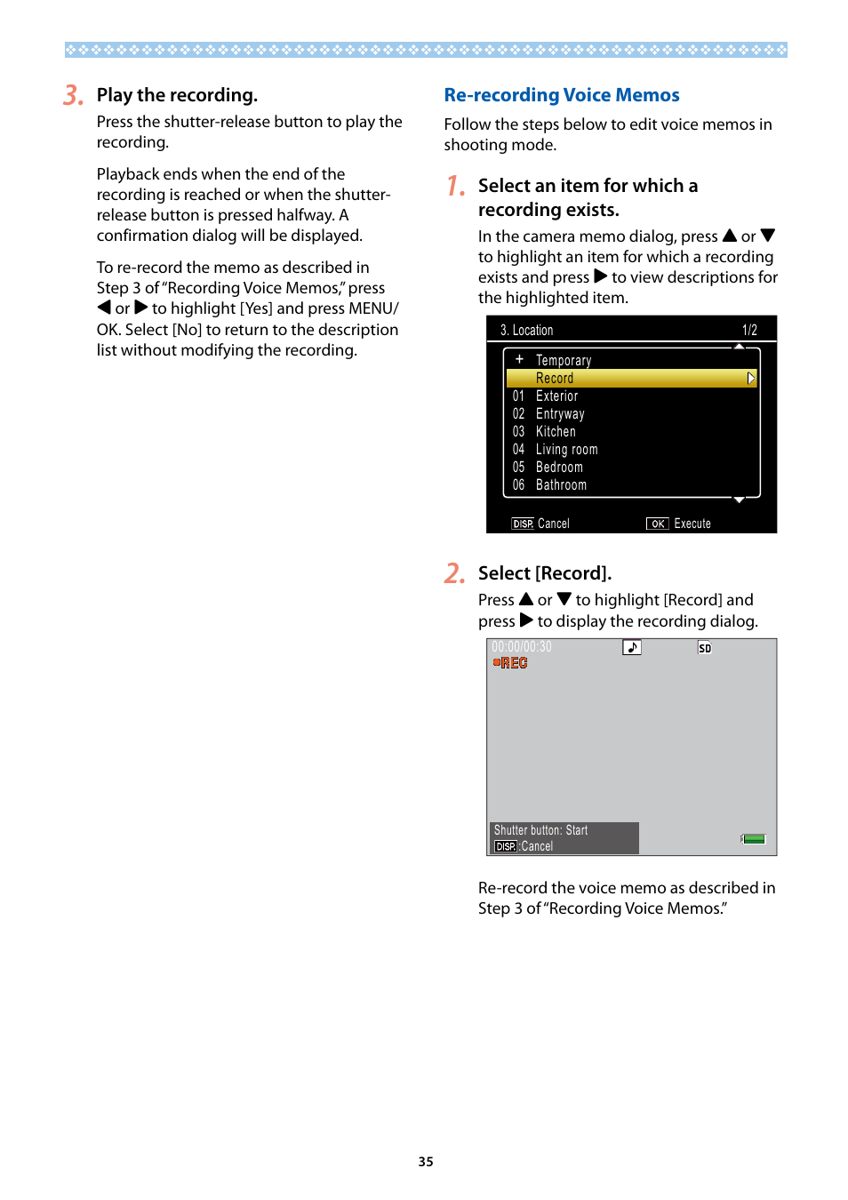 Re-recording voice memos | Ricoh G700SE User Manual | Page 35 / 50
