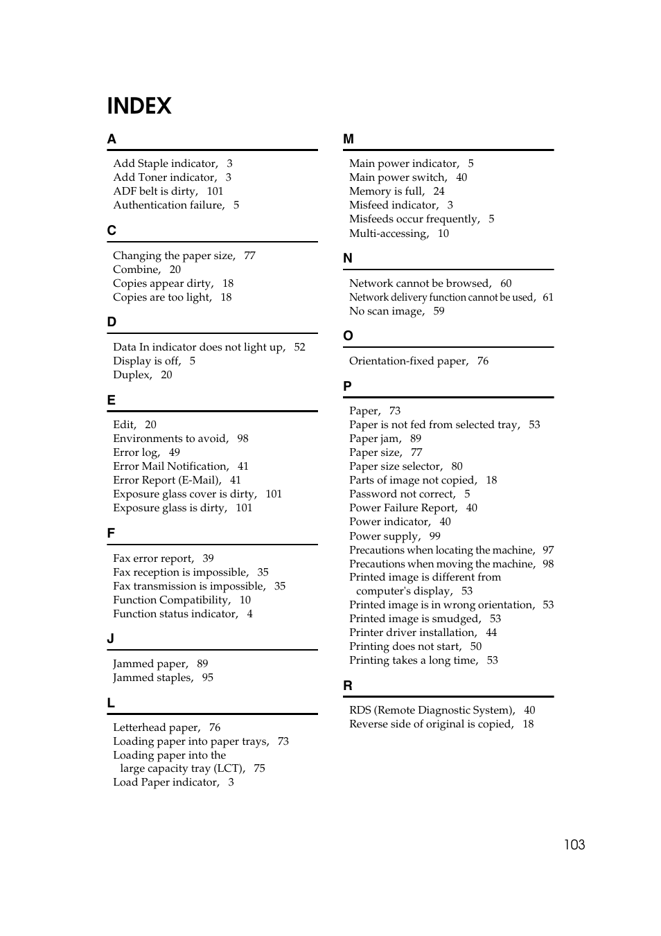 Index | Ricoh Aficio IS 2425 User Manual | Page 111 / 114