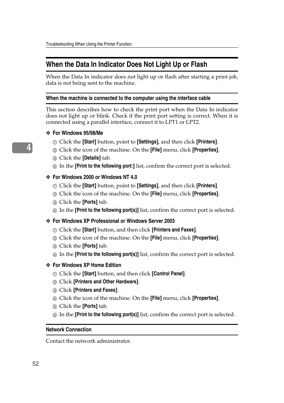 Network connection | Ricoh Aficio IS 2425 User Manual | Page 60 / 114