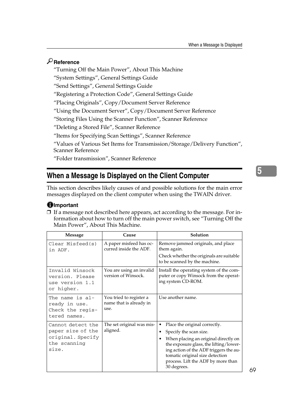 When a message is displayed on the client computer | Ricoh Aficio IS 2425 User Manual | Page 77 / 114