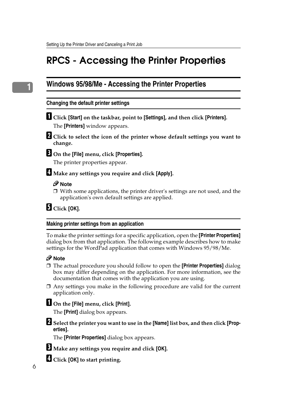 Rpcs - accessing the printer properties, 1rpcs - accessing the printer properties | Ricoh AP2610N User Manual | Page 108 / 472