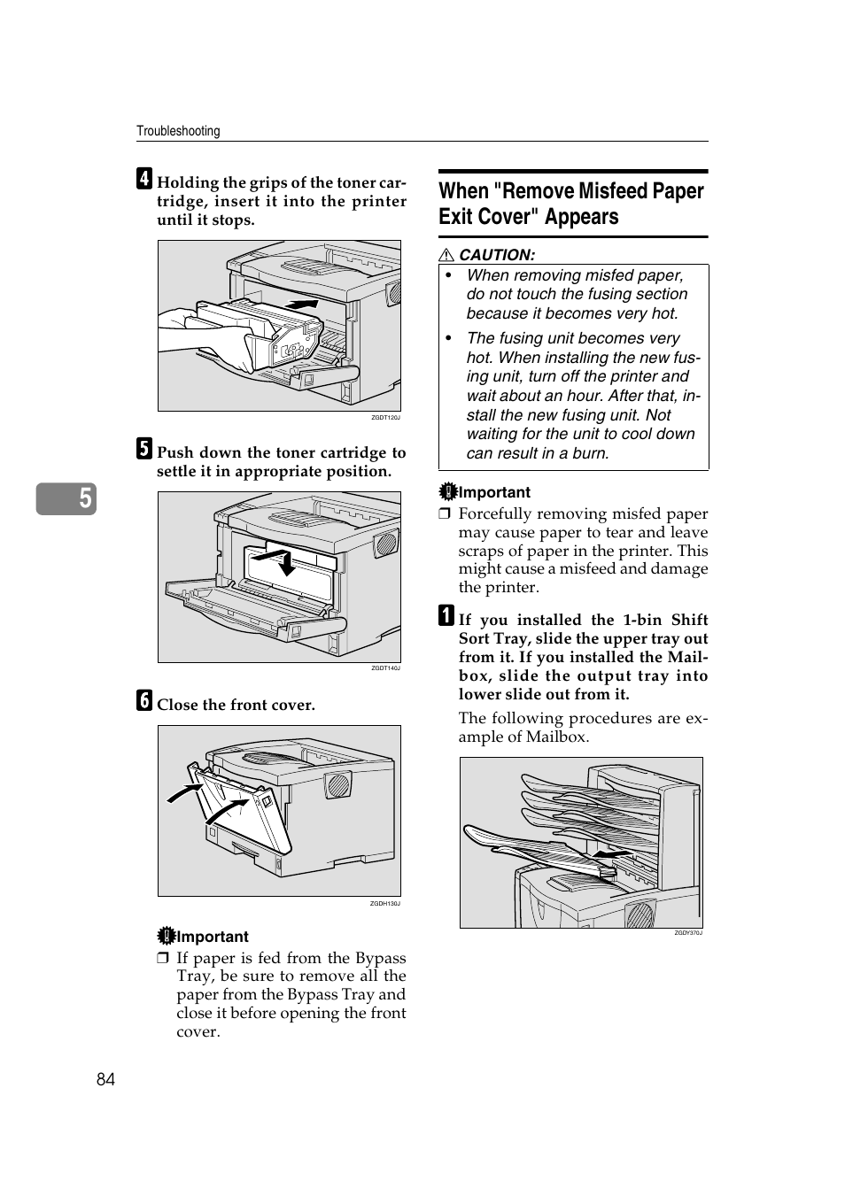 When "remove misfeed paper exit cover" appears | Ricoh AP2610N User Manual | Page 186 / 472