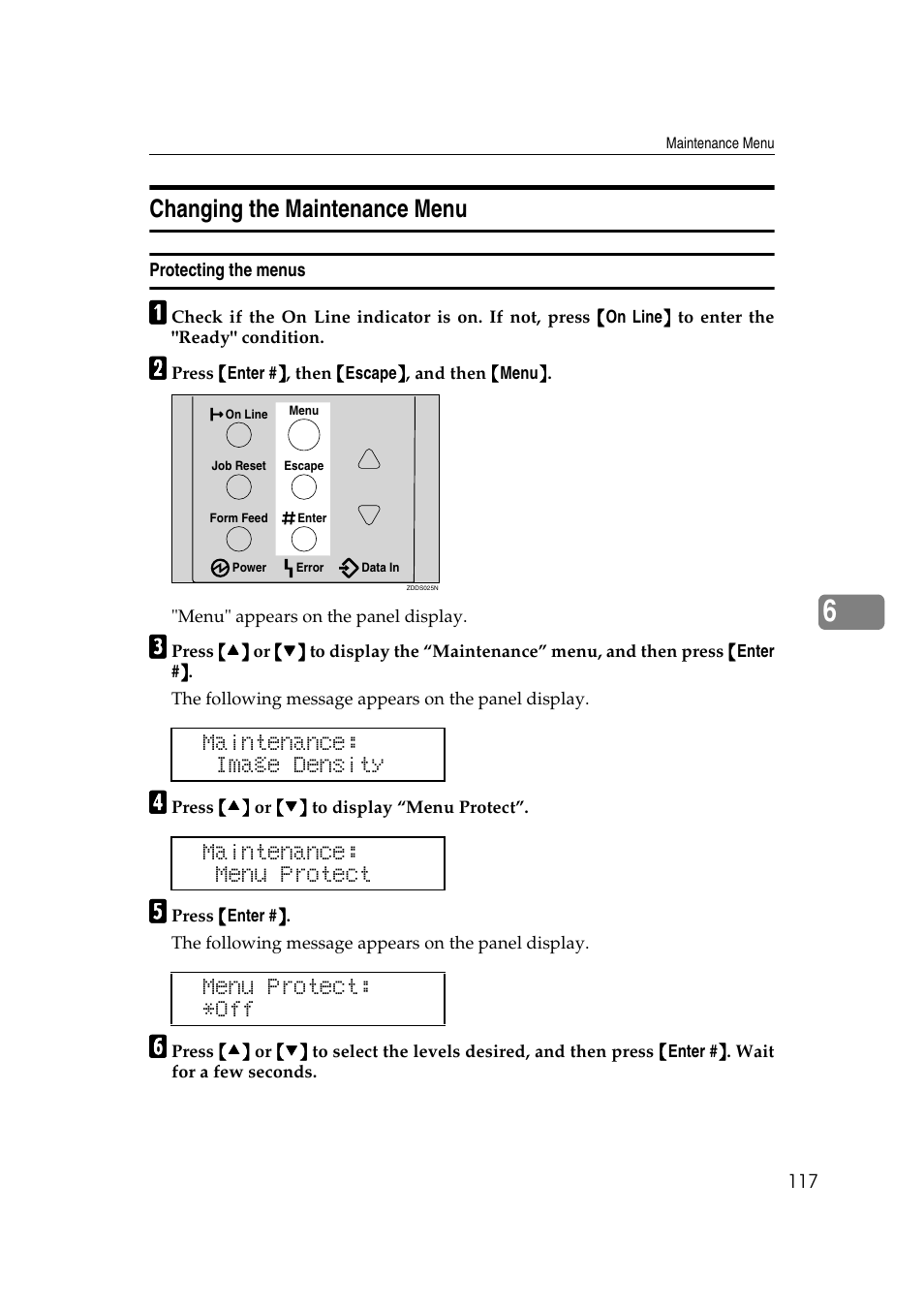 Changing the maintenance menu | Ricoh AP2610N User Manual | Page 219 / 472