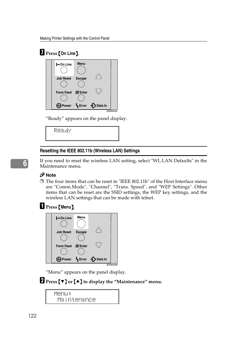 Ready, Menu: maintenance | Ricoh AP2610N User Manual | Page 224 / 472