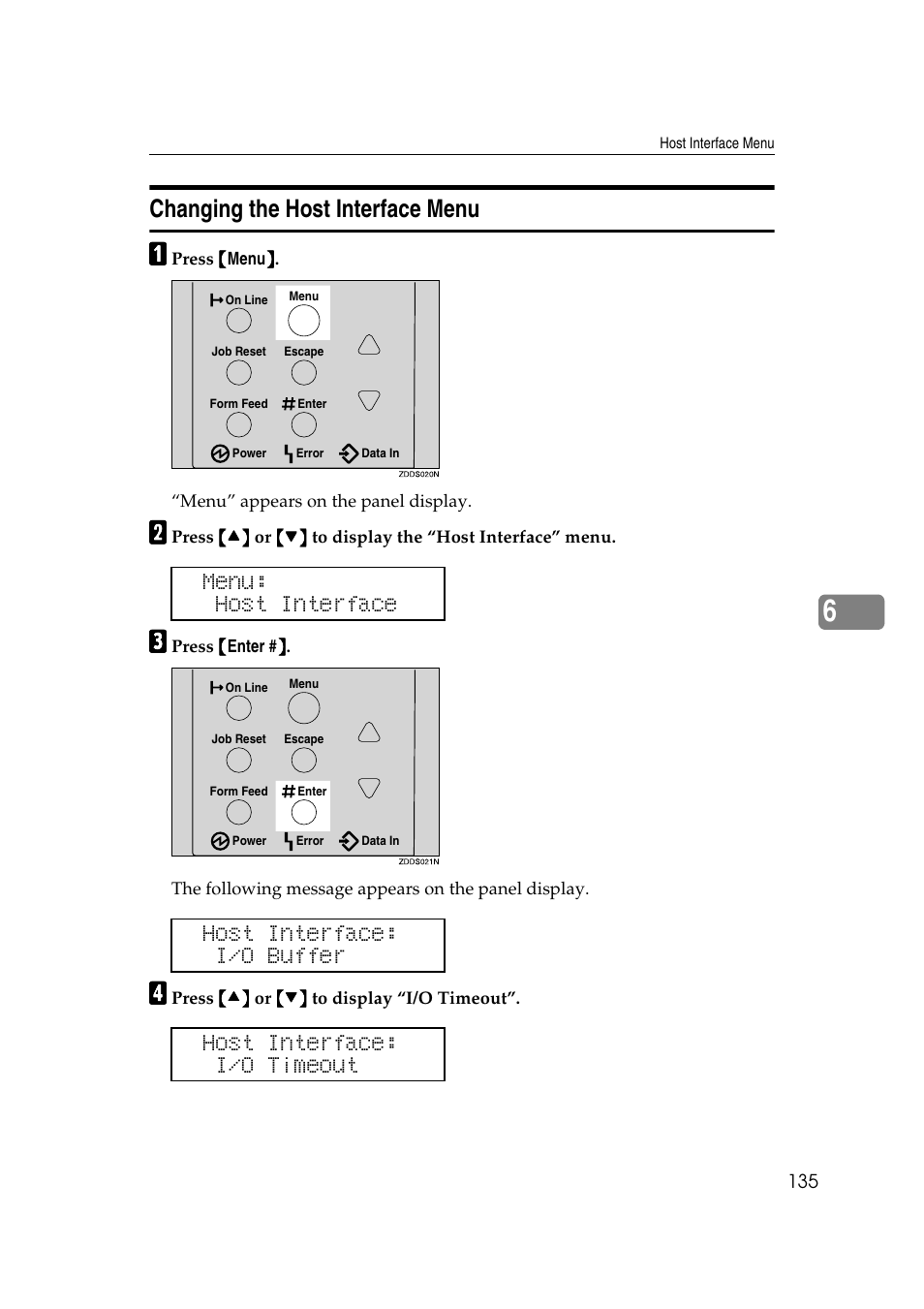 Changing the host interface menu, Menu: host interface | Ricoh AP2610N User Manual | Page 237 / 472