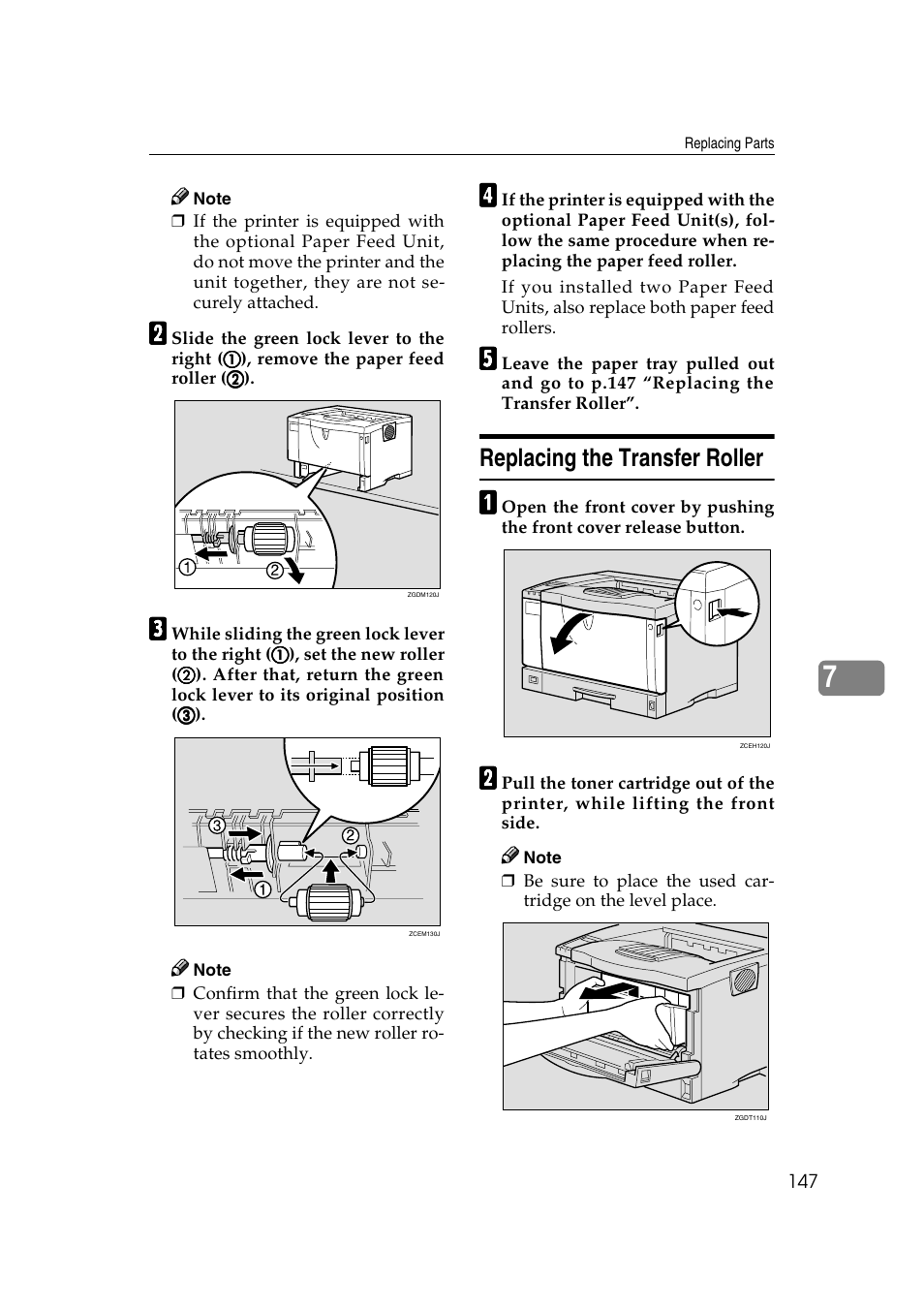 Replacing the transfer roller | Ricoh AP2610N User Manual | Page 249 / 472