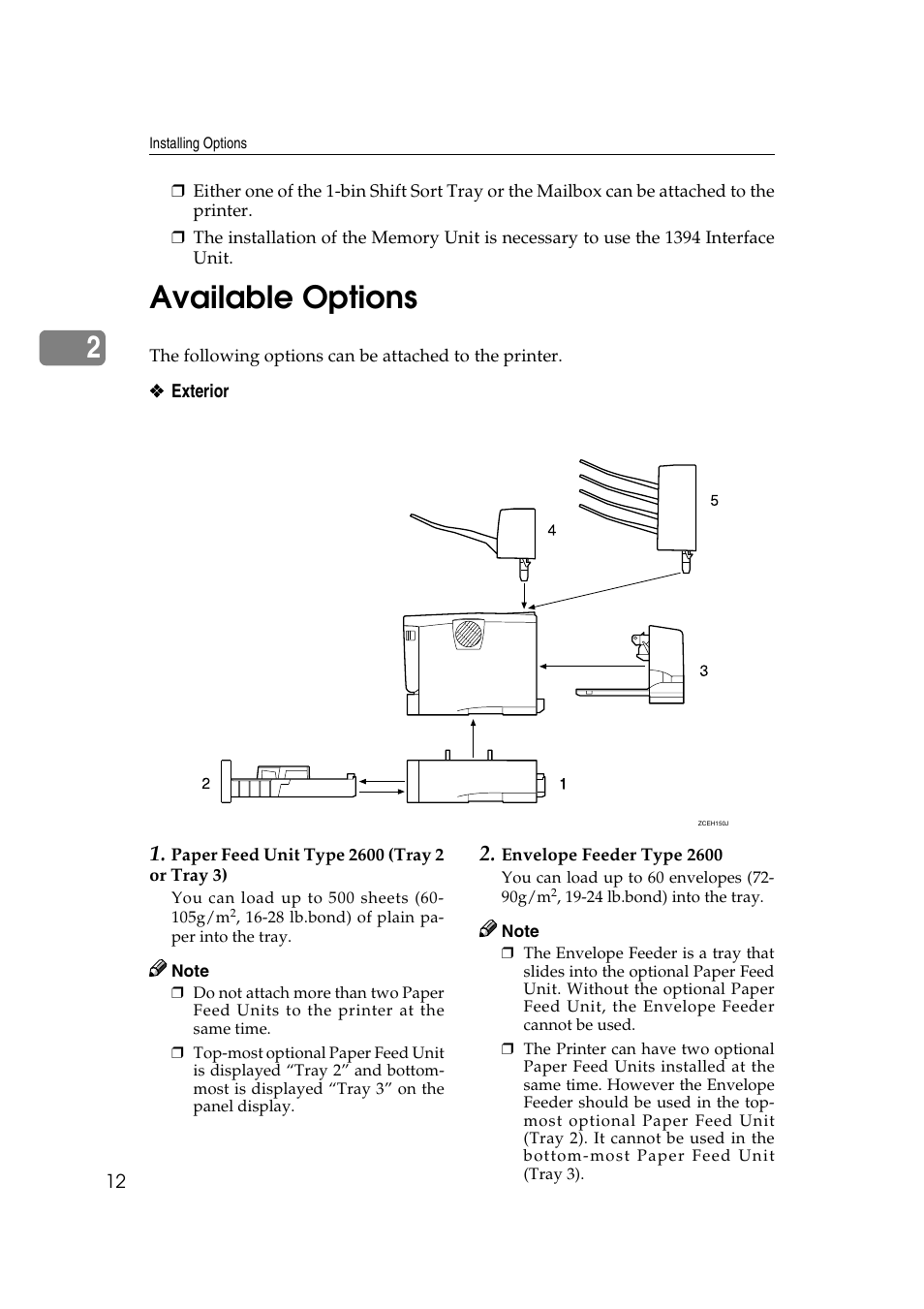 Available options | Ricoh AP2610N User Manual | Page 26 / 472