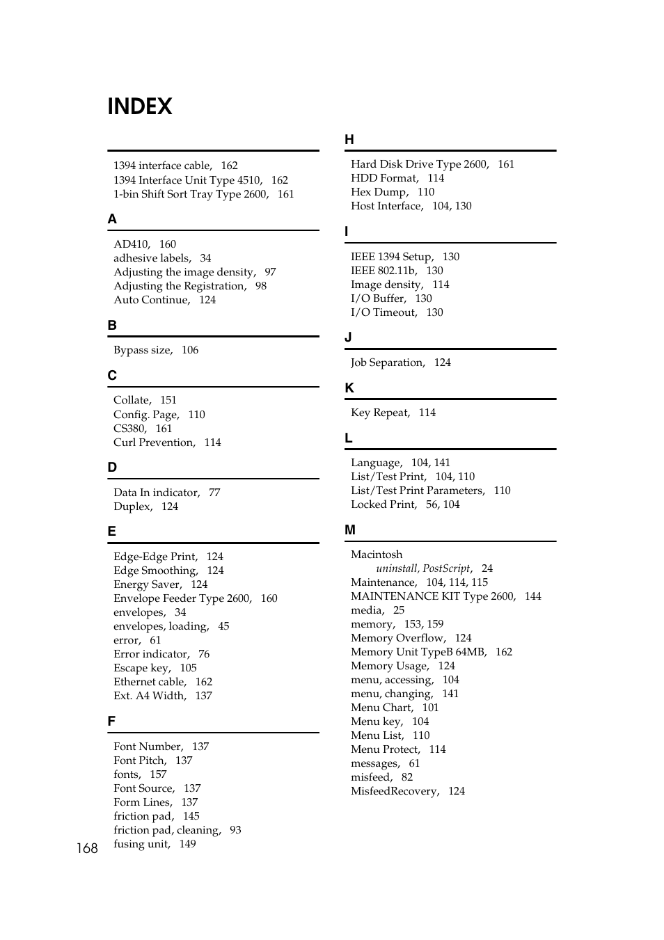 Index | Ricoh AP2610N User Manual | Page 270 / 472