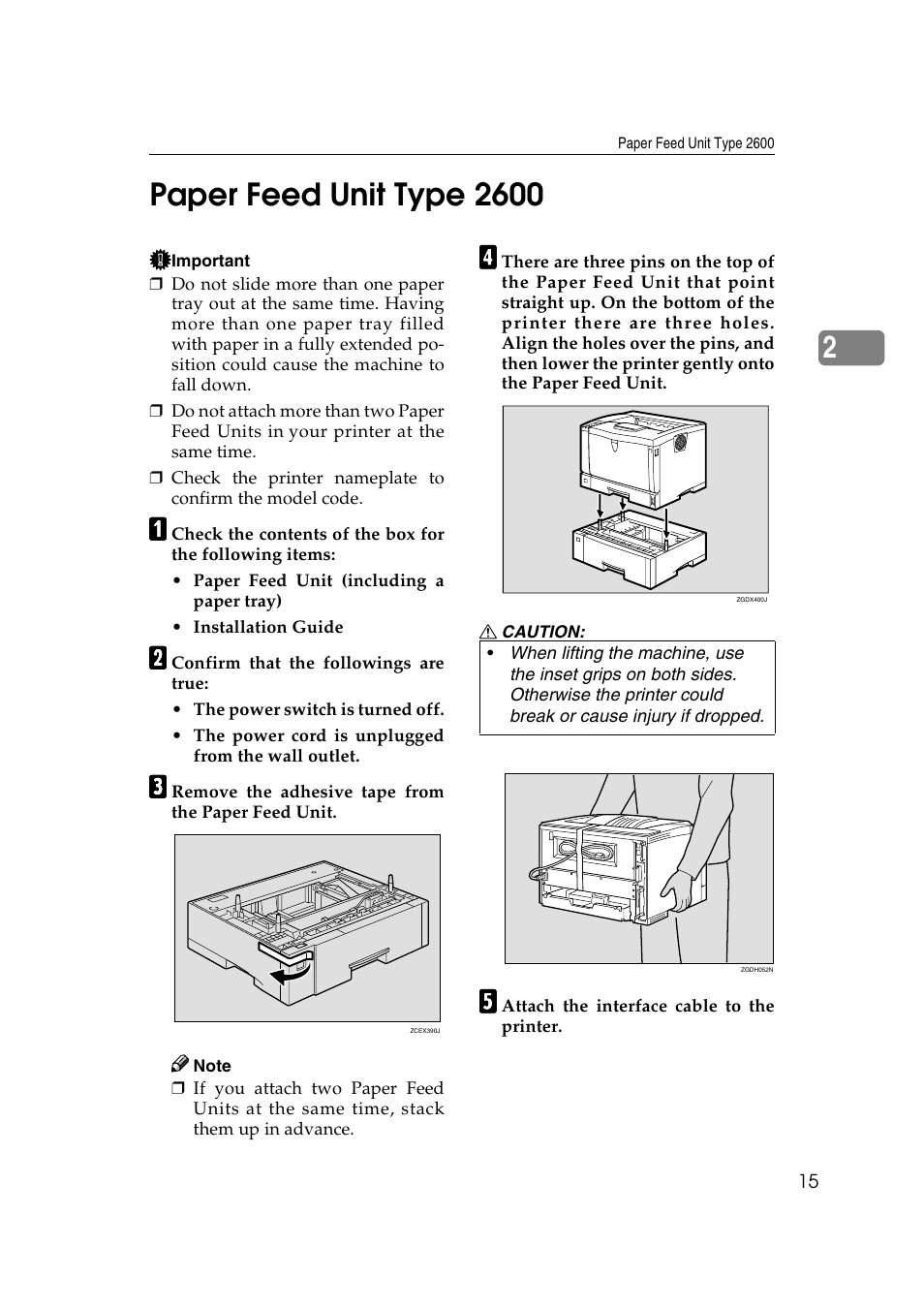 Paper feed unit type 2600 | Ricoh AP2610N User Manual | Page 29 / 472