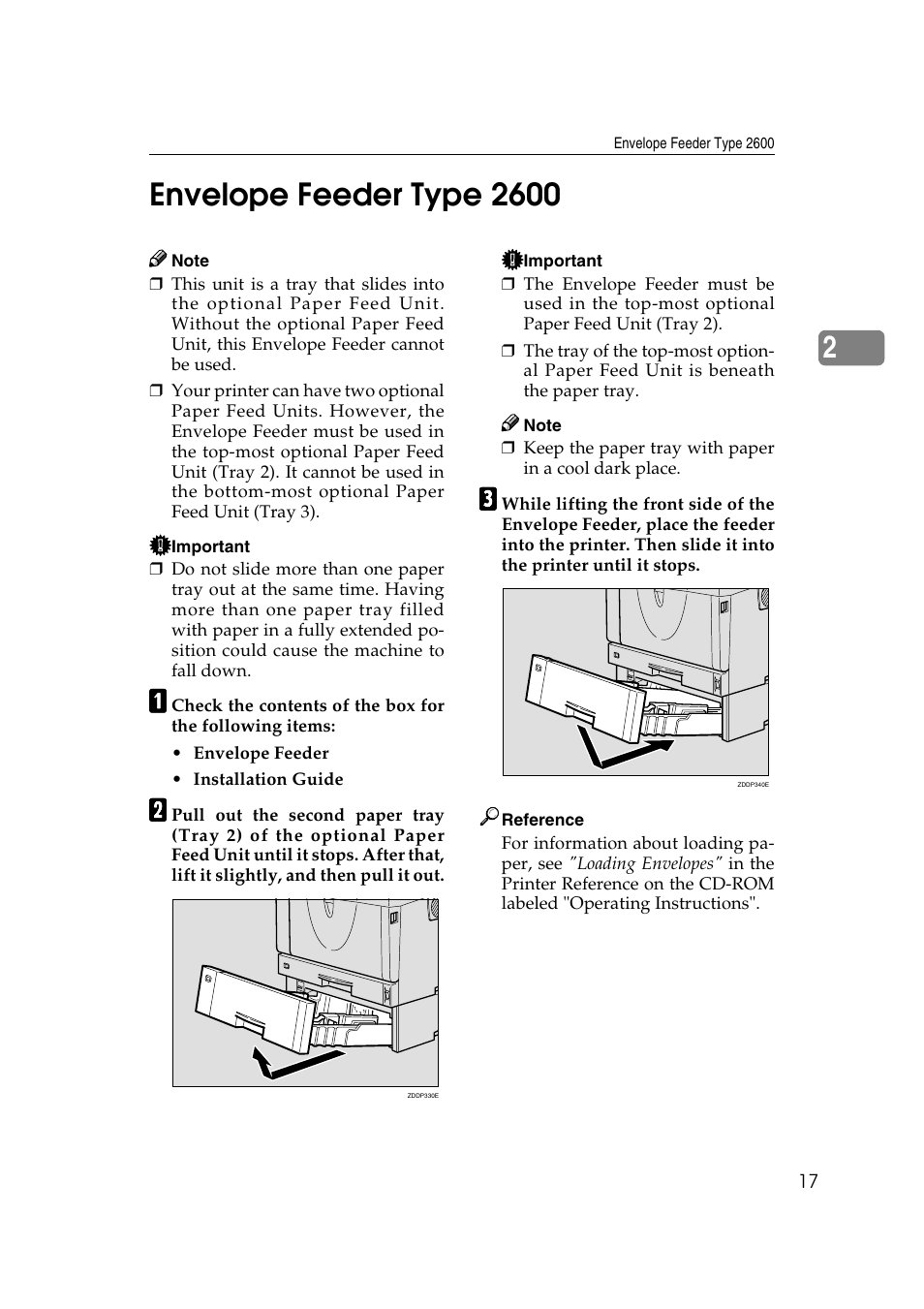 Envelope feeder type 2600 | Ricoh AP2610N User Manual | Page 31 / 472
