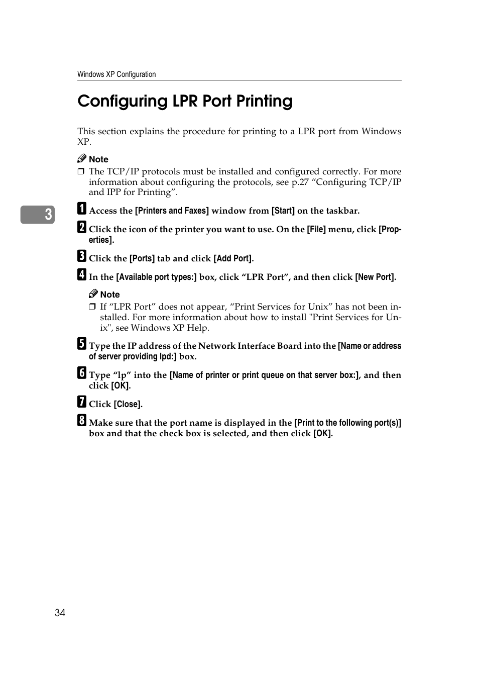 Configuring lpr port printing, 3configuring lpr port printing | Ricoh AP2610N User Manual | Page 324 / 472