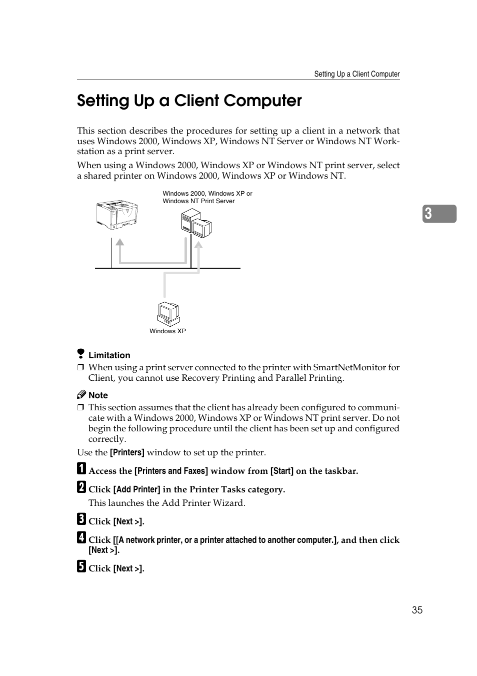 Setting up a client computer, 3setting up a client computer | Ricoh AP2610N User Manual | Page 325 / 472