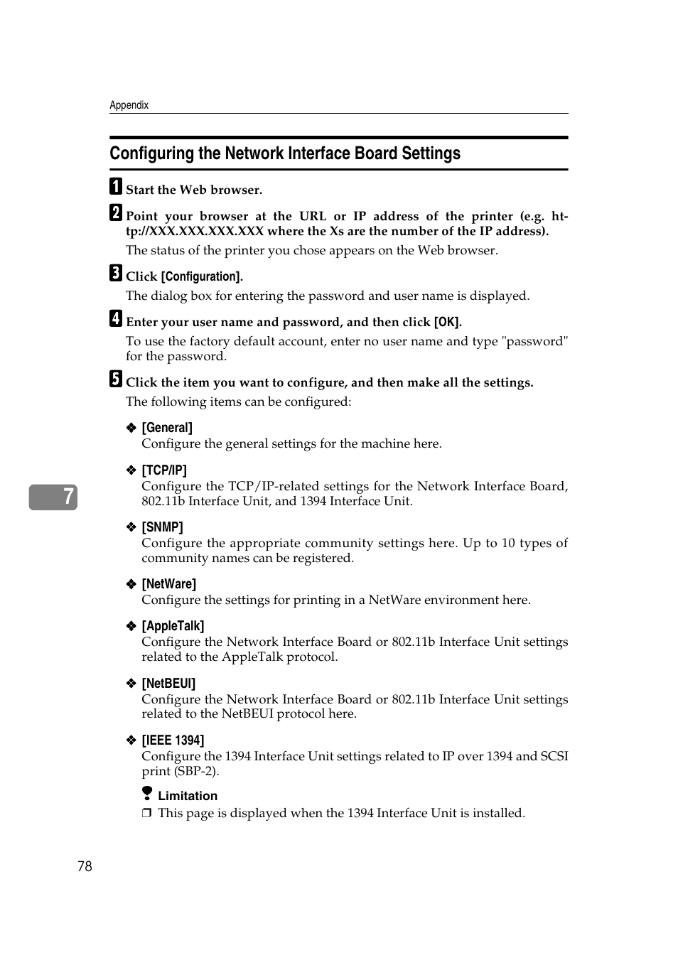 Configuring the network interface board settings | Ricoh AP2610N User Manual | Page 368 / 472