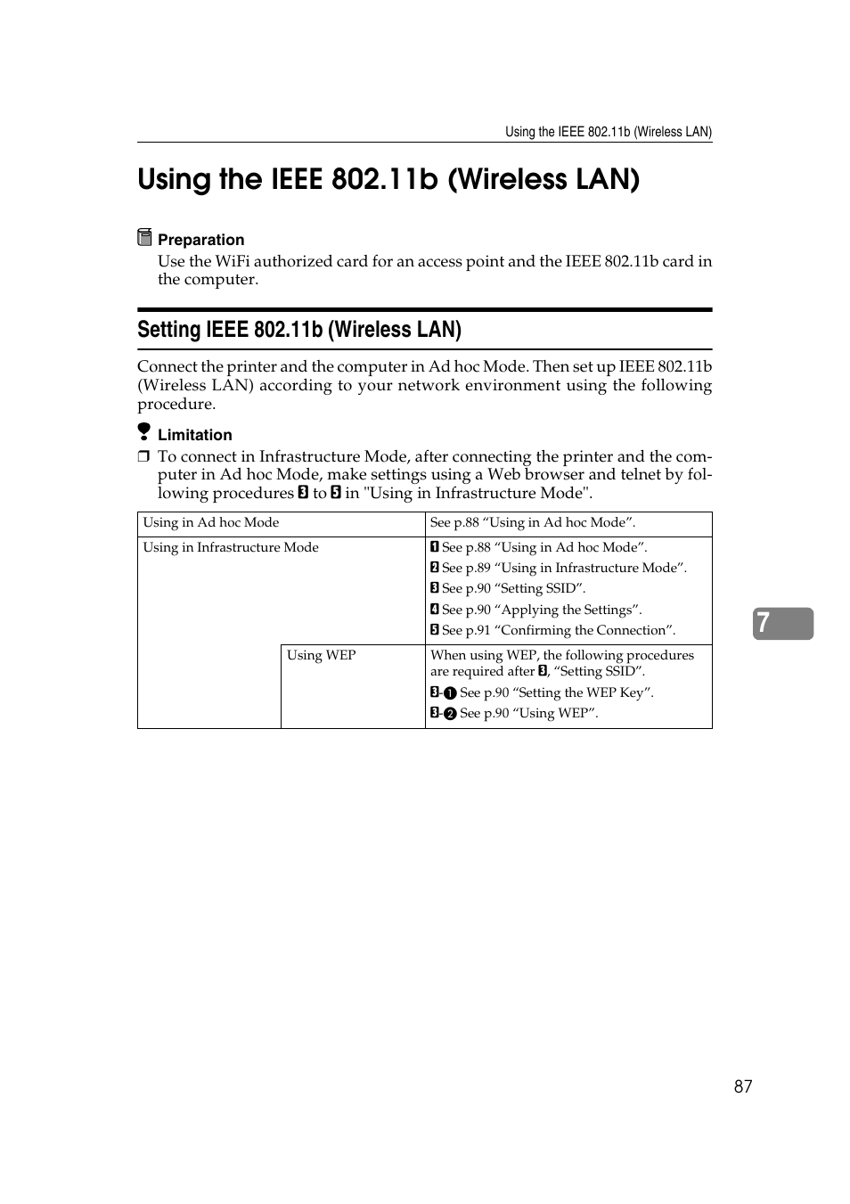 Using the ieee 802.11b (wireless lan), Setting ieee 802.11b (wireless lan) | Ricoh AP2610N User Manual | Page 377 / 472