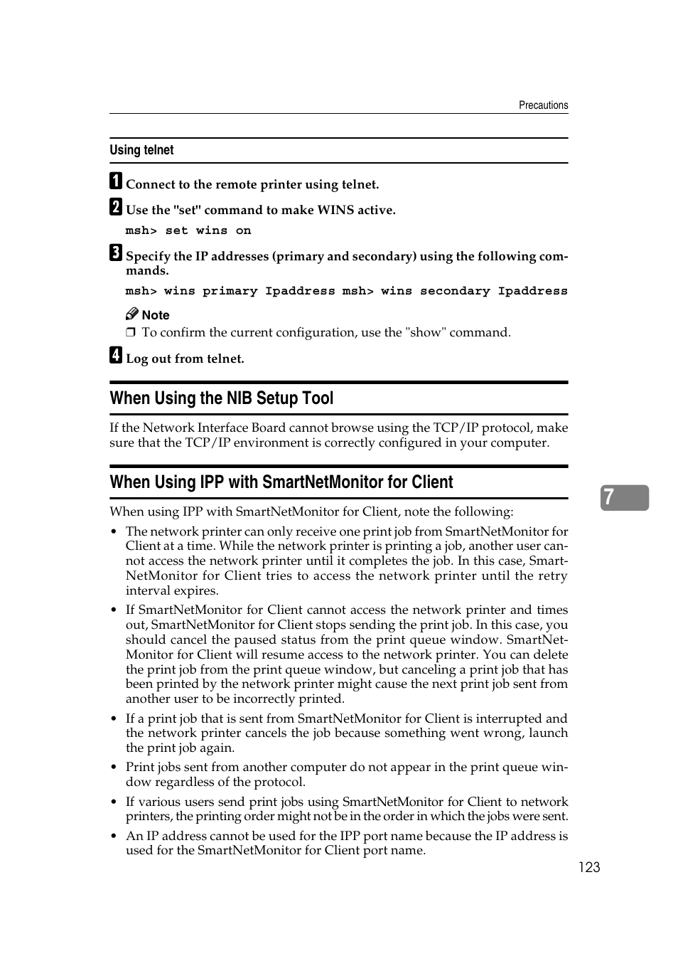 When using the nib setup tool, When using ipp with smartnetmonitor for client | Ricoh AP2610N User Manual | Page 413 / 472