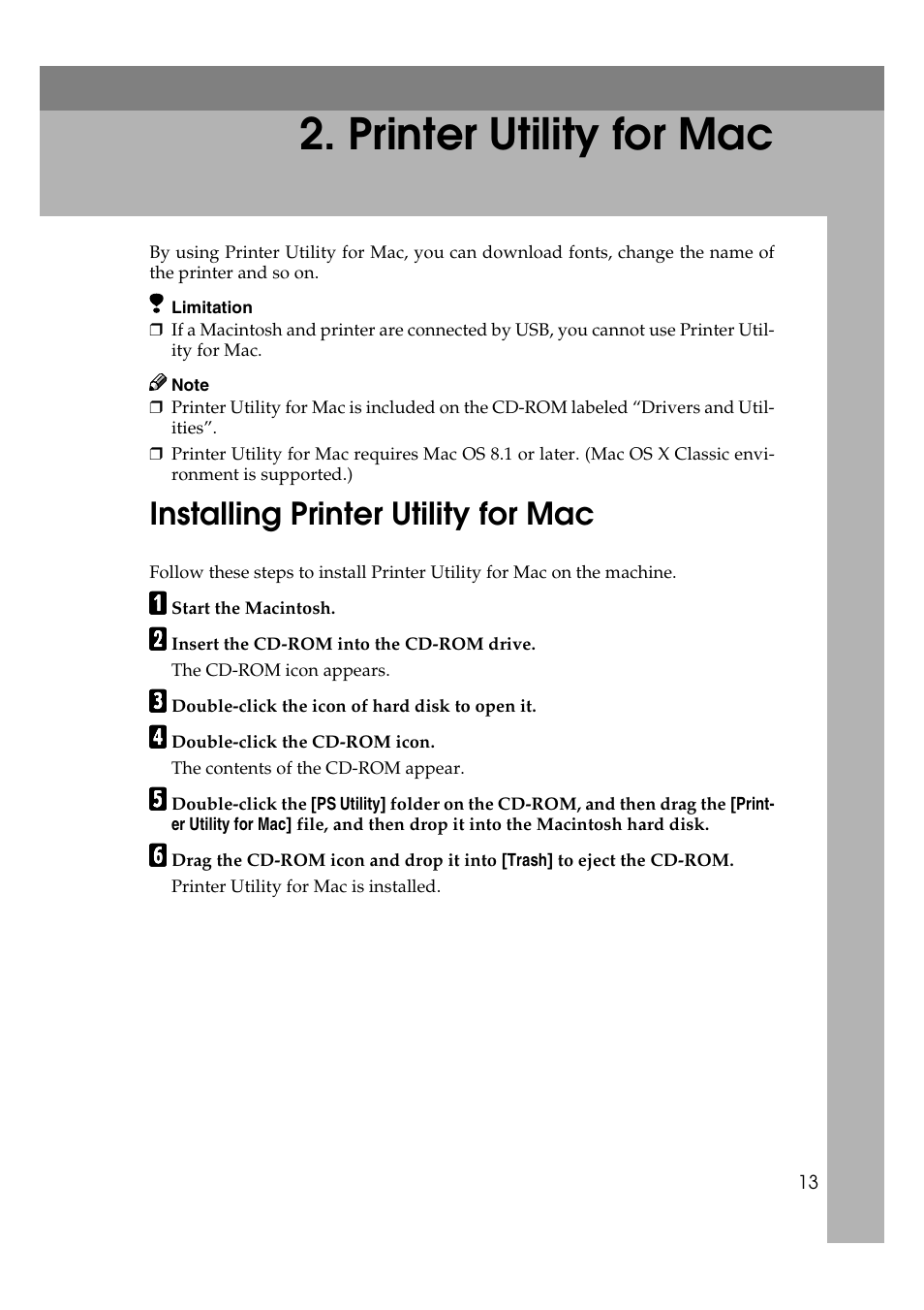  printer utility for mac, Installing printer utility for mac, Windows 95/98/me configuration | Printer utility for mac | Ricoh AP2610N User Manual | Page 435 / 472