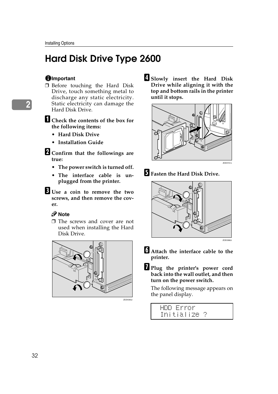 Hard disk drive type 2600 | Ricoh AP2610N User Manual | Page 46 / 472