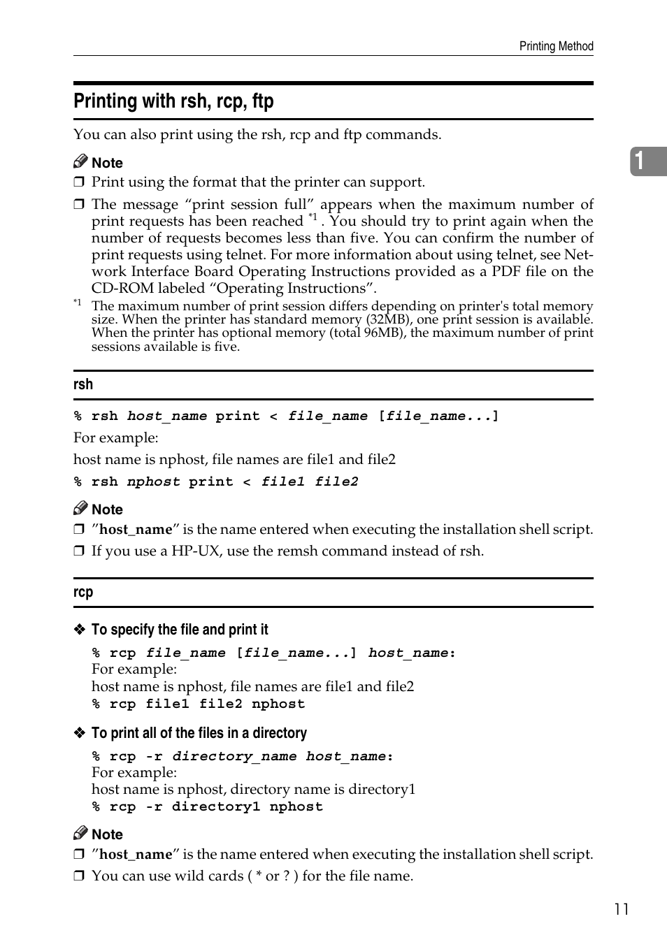 Printing with rsh, rcp, ftp | Ricoh AP2610N User Manual | Page 463 / 472