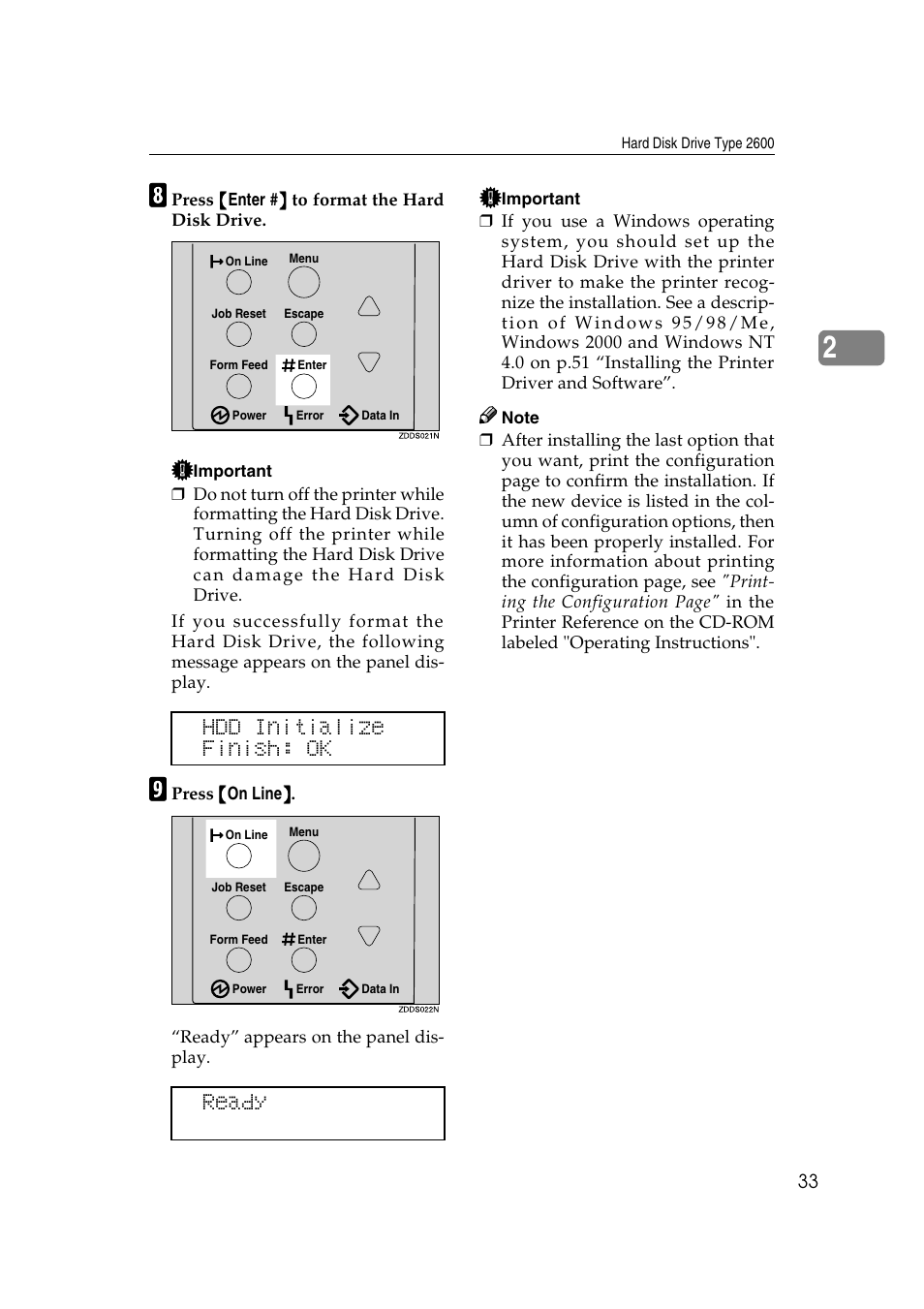 Hdd initialize finish: ok ready | Ricoh AP2610N User Manual | Page 47 / 472