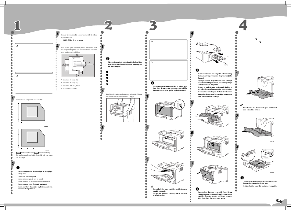 Quick installation guide, Installing the toner cartridge, Installing the paper tray | Where to put the printer, Warning, Caution, Important | Ricoh AP2610N User Manual | Page 471 / 472