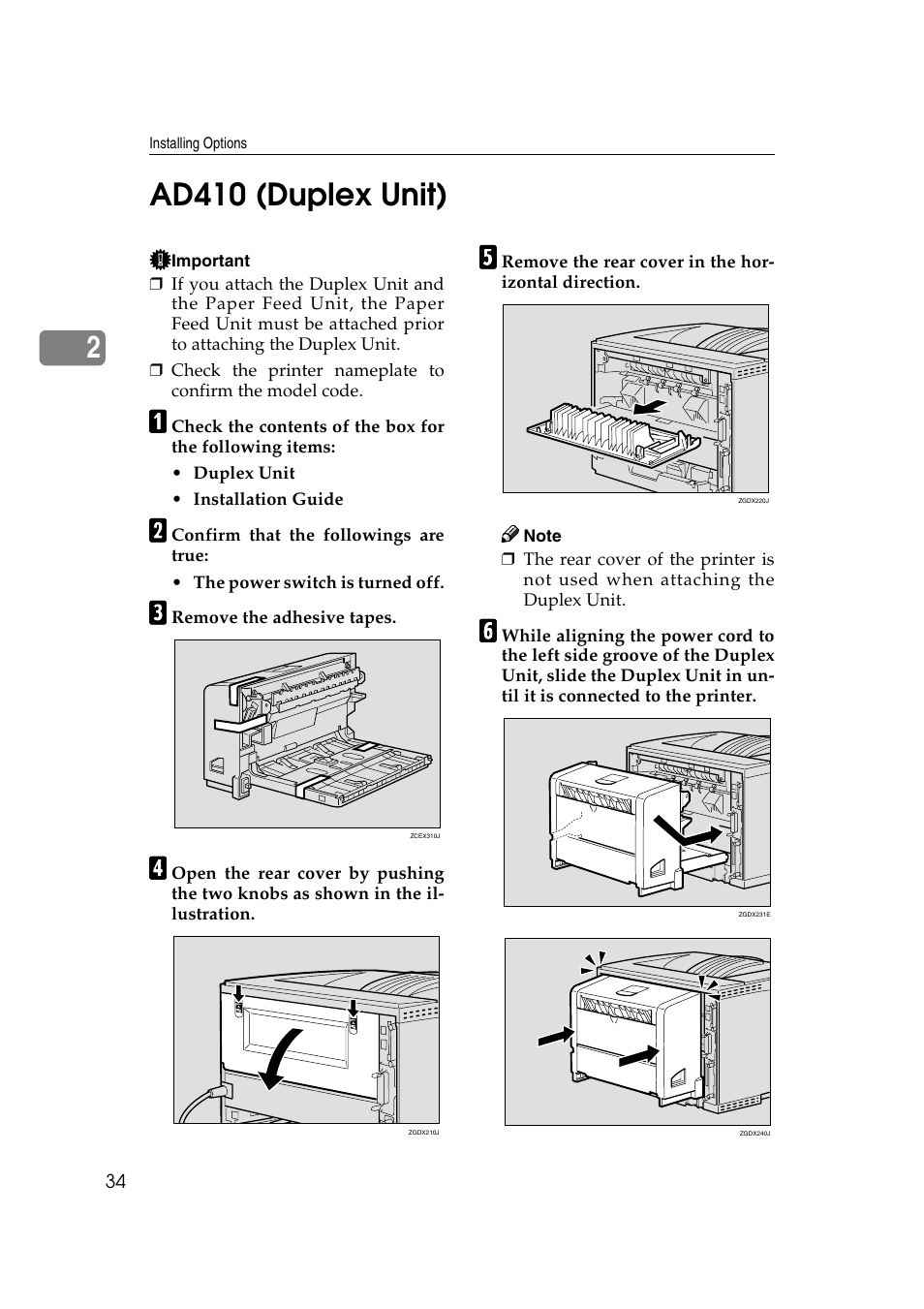 Ad410 (duplex unit), 2ad410 (duplex unit) | Ricoh AP2610N User Manual | Page 48 / 472