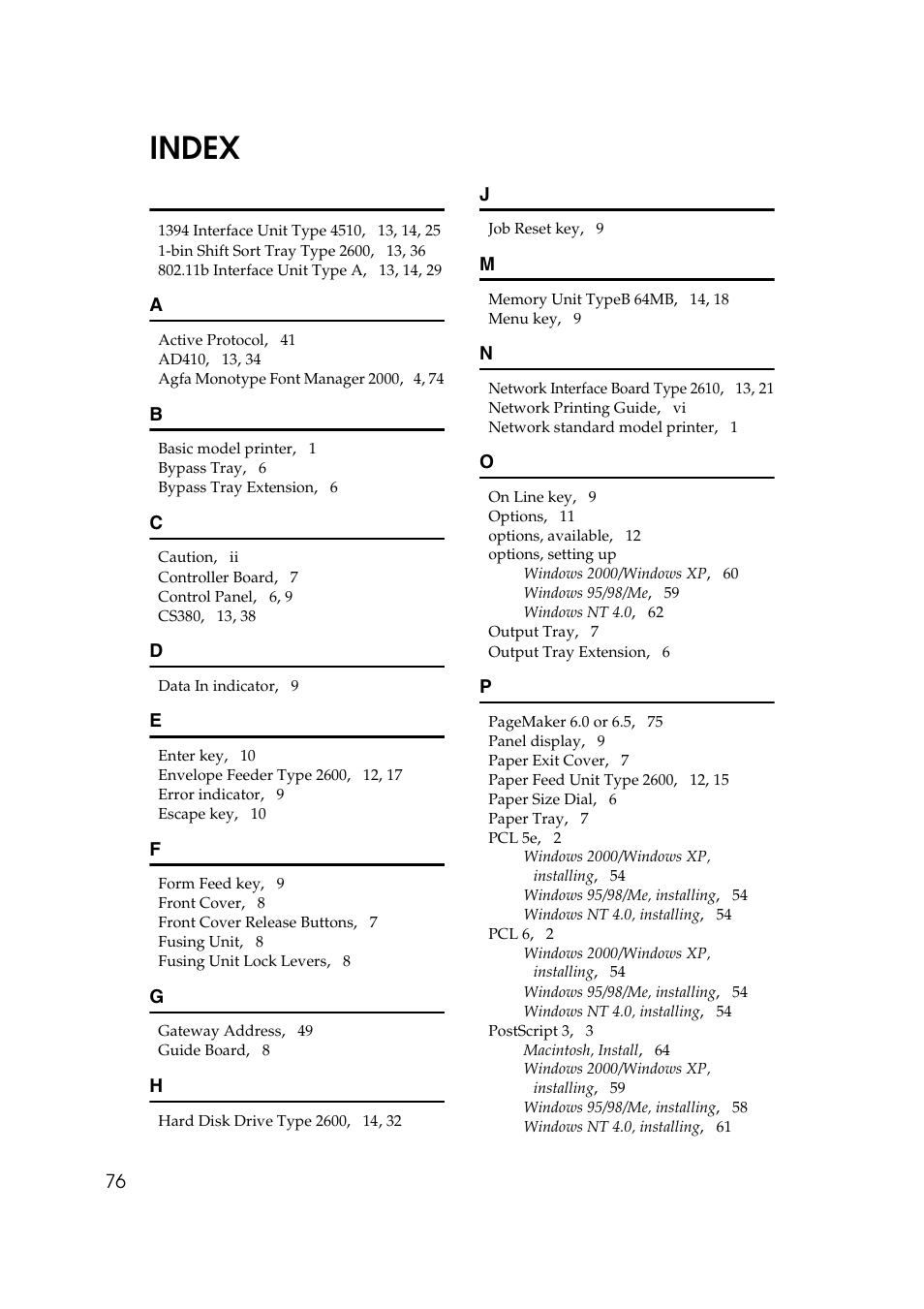 Index | Ricoh AP2610N User Manual | Page 90 / 472