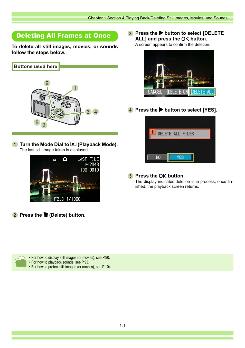 Deleting all frames at once | Ricoh CAPLIO G4 WIDE User Manual | Page 101 / 190