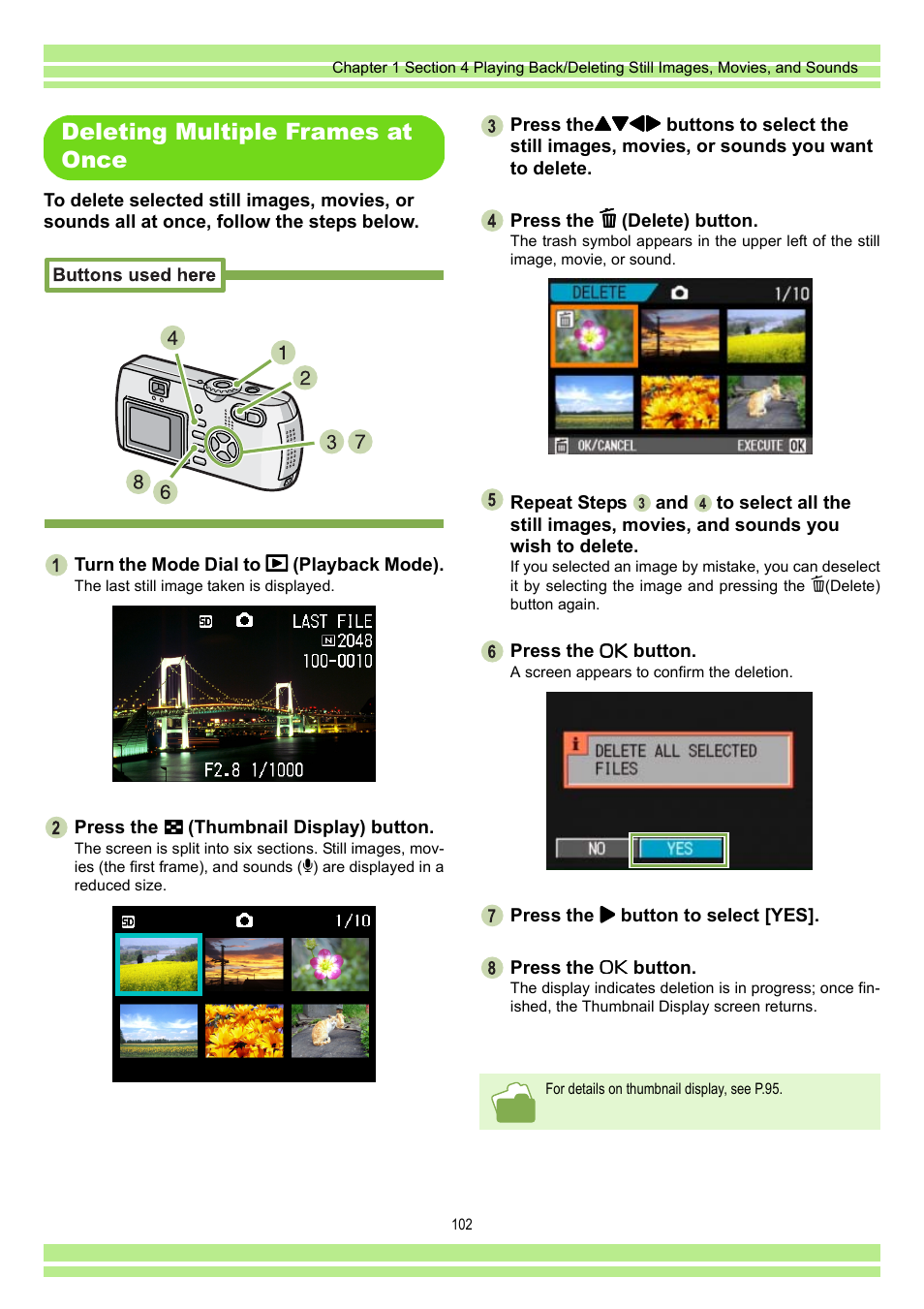 Deleting multiple frames at once | Ricoh CAPLIO G4 WIDE User Manual | Page 102 / 190