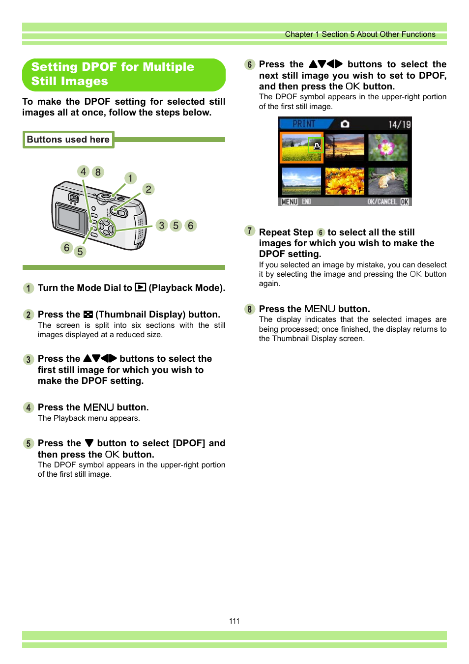 Setting dpof for multiple still images | Ricoh CAPLIO G4 WIDE User Manual | Page 111 / 190