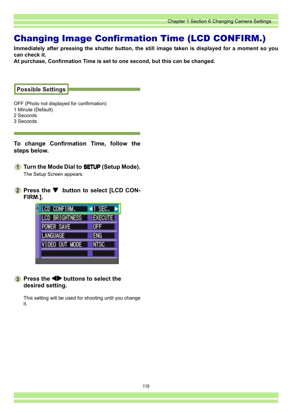 Changing image confirmation time (lcd confirm.), P.119 | Ricoh CAPLIO G4 WIDE User Manual | Page 119 / 190