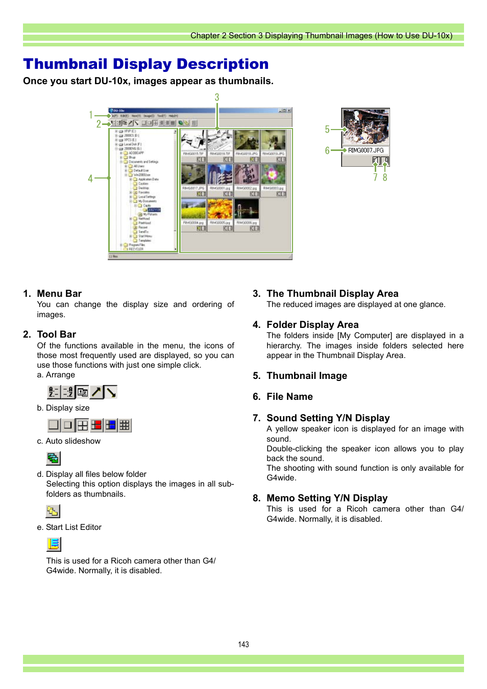 Thumbnail display description | Ricoh CAPLIO G4 WIDE User Manual | Page 143 / 190