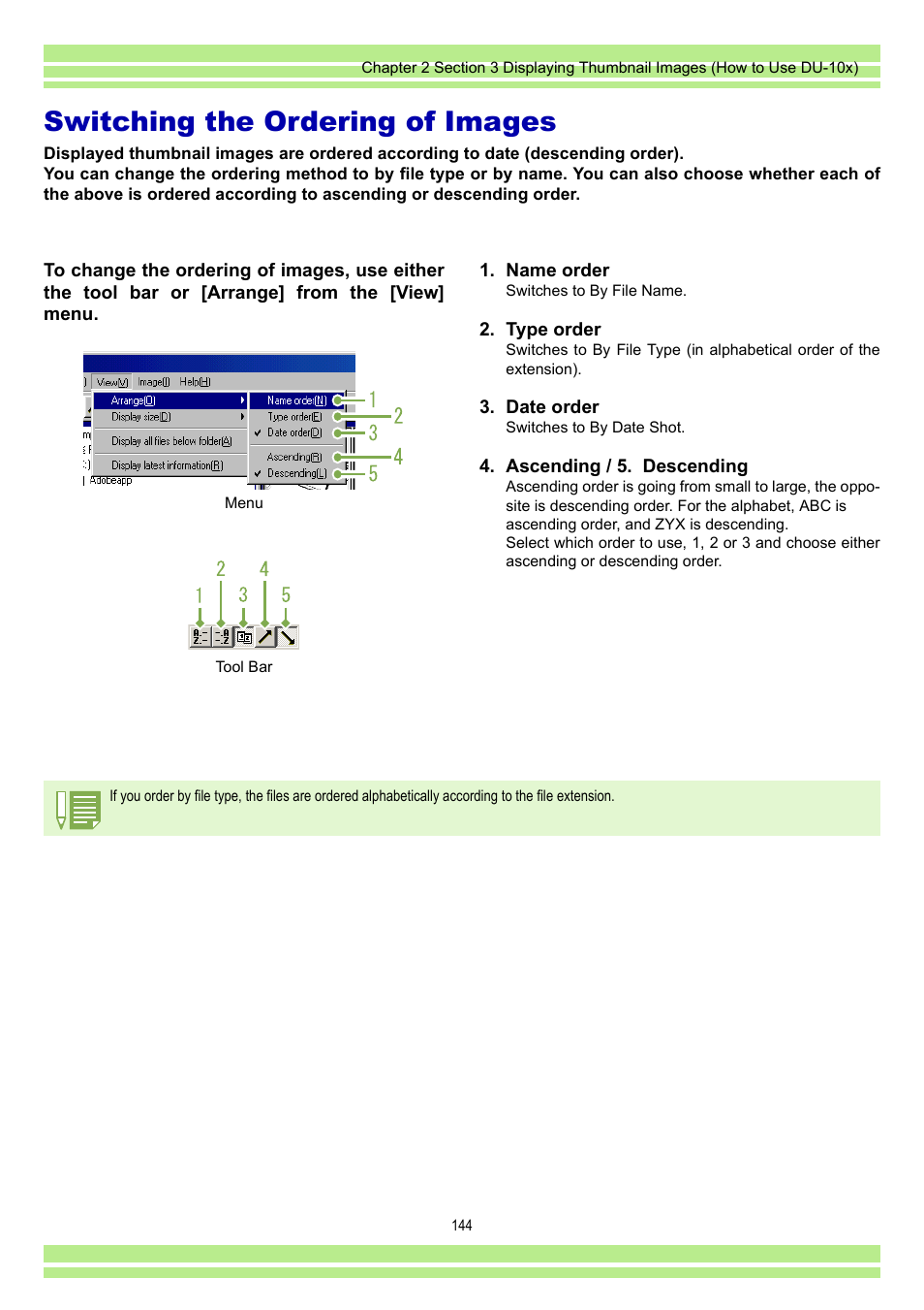 Switching the ordering of images | Ricoh CAPLIO G4 WIDE User Manual | Page 144 / 190