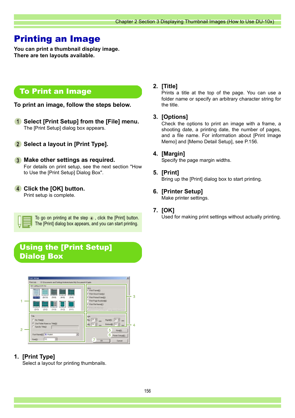 Printing an image, To print an image, Using the [print setup] dialog box | Ricoh CAPLIO G4 WIDE User Manual | Page 156 / 190