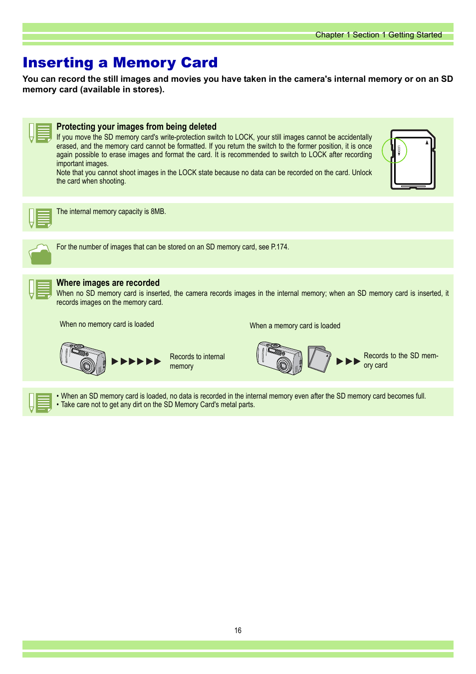 Inserting a memory card | Ricoh CAPLIO G4 WIDE User Manual | Page 16 / 190