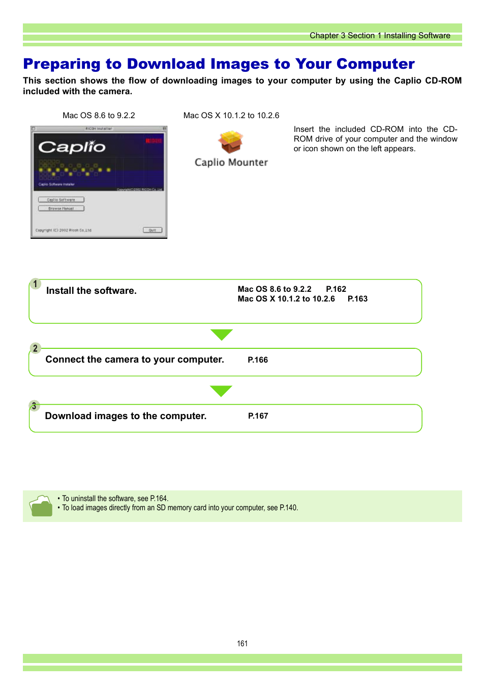 Preparing to download images to your computer | Ricoh CAPLIO G4 WIDE User Manual | Page 161 / 190