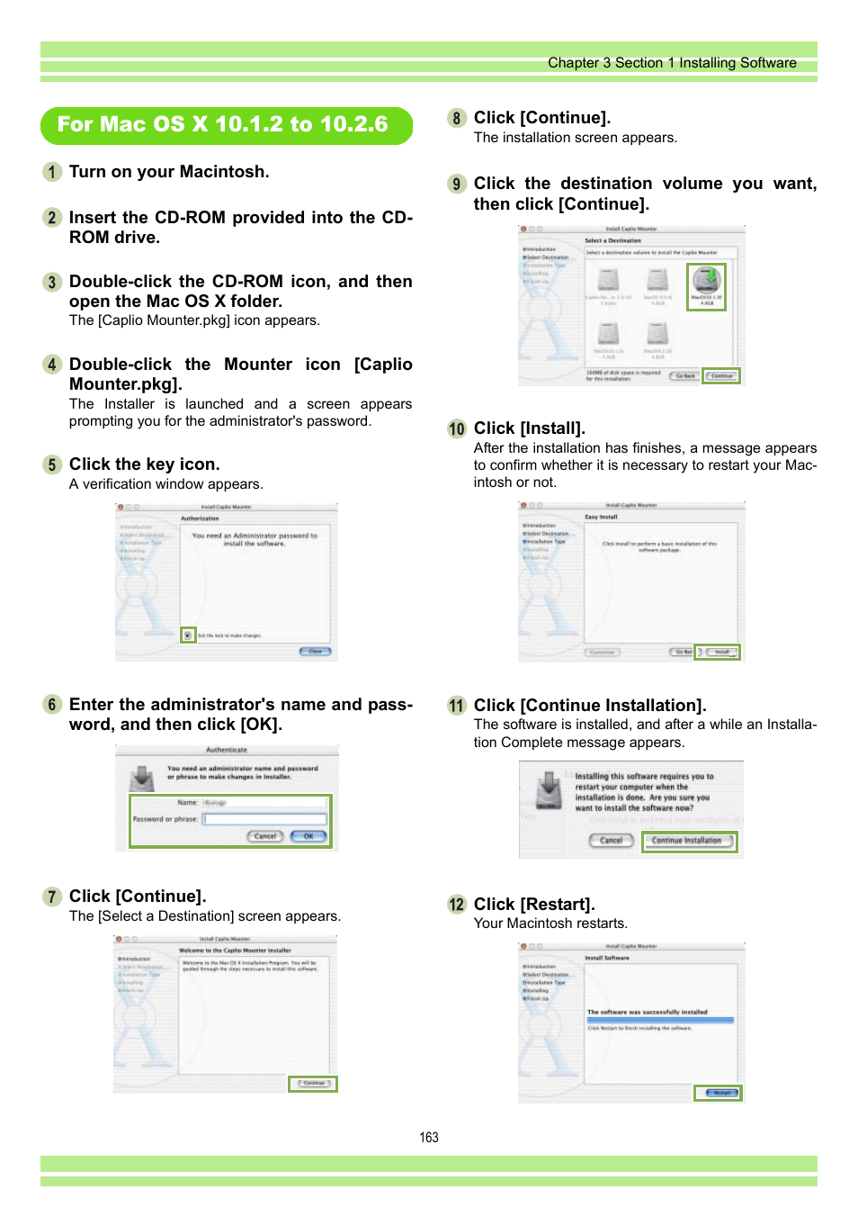 For mac os x 10.1.2 to 10.2.6, P.163 | Ricoh CAPLIO G4 WIDE User Manual | Page 163 / 190