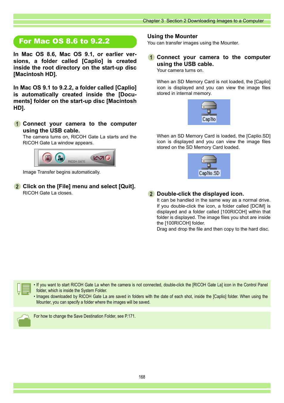 For mac os 8.6 to 9.2.2 | Ricoh CAPLIO G4 WIDE User Manual | Page 168 / 190
