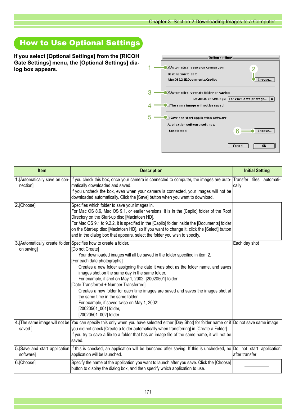 How to use optional settings | Ricoh CAPLIO G4 WIDE User Manual | Page 171 / 190