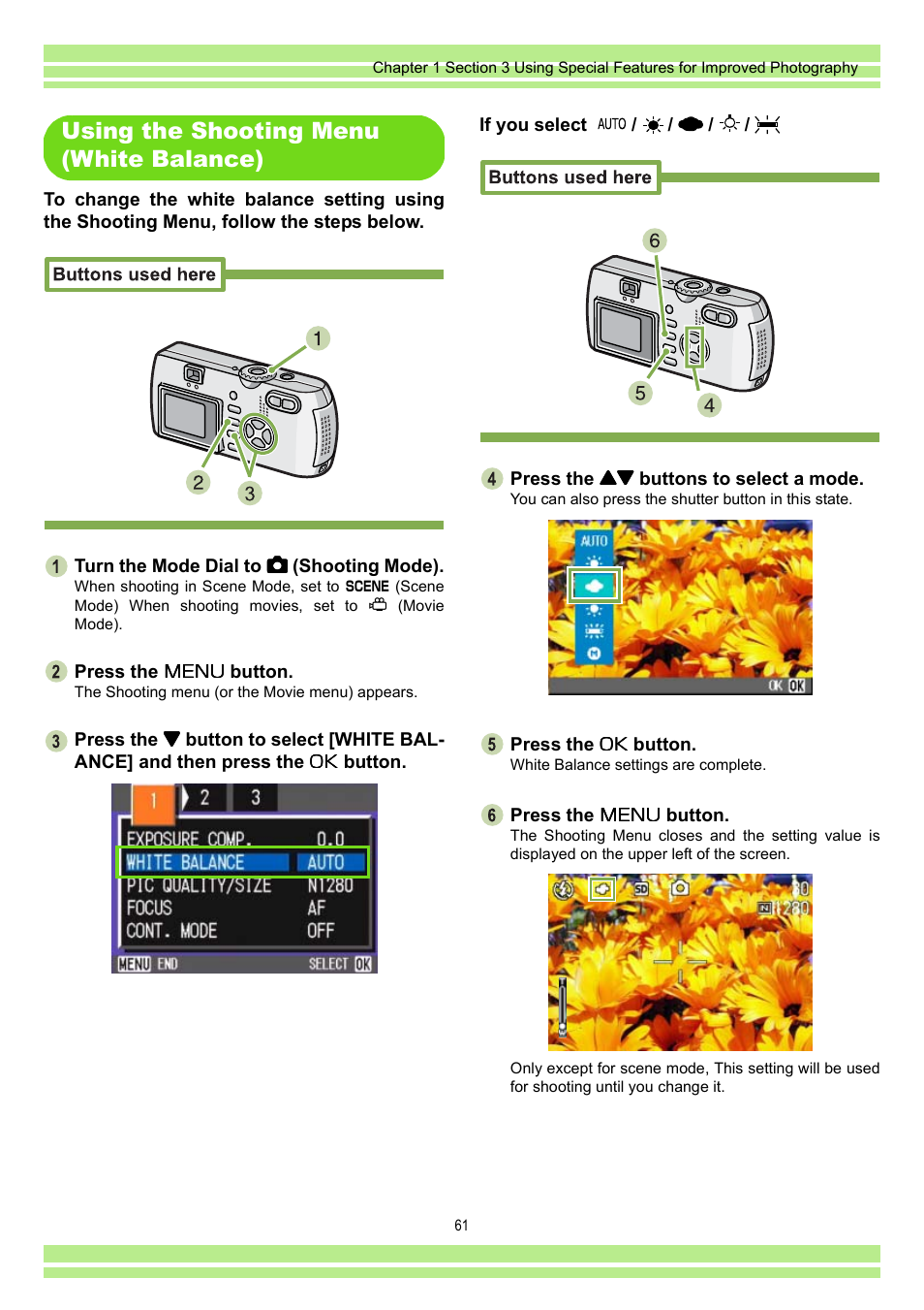 Using the shooting menu (white balance) | Ricoh CAPLIO G4 WIDE User Manual | Page 61 / 190