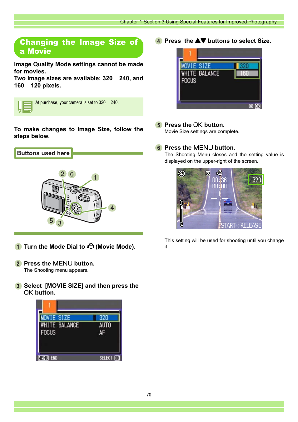 Changing the image size of a movie | Ricoh CAPLIO G4 WIDE User Manual | Page 70 / 190