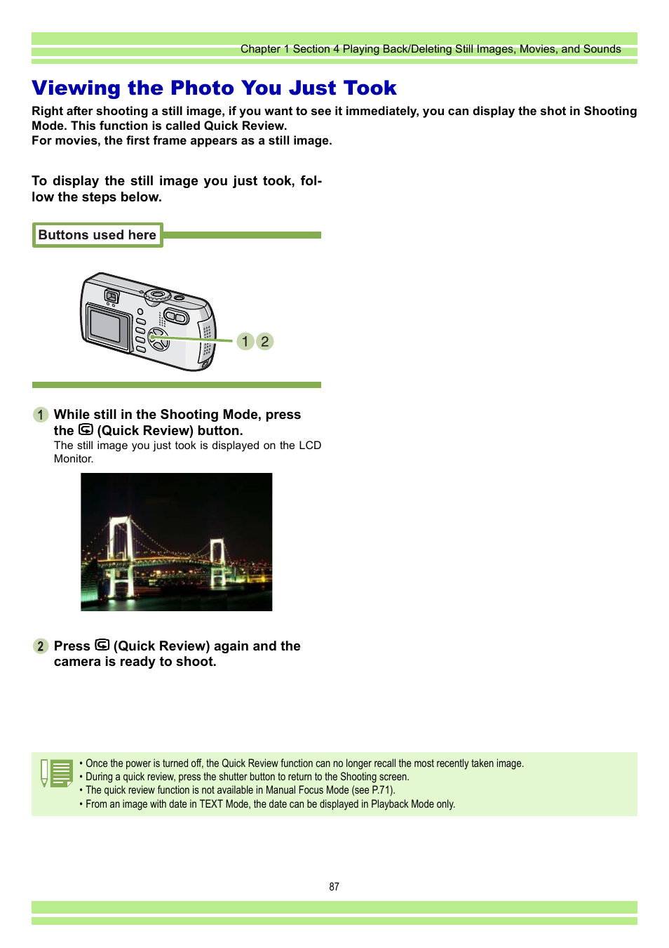 Viewing the photo you just took, See p.87) | Ricoh CAPLIO G4 WIDE User Manual | Page 87 / 190