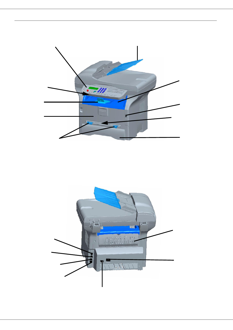 Terminal description, 2 - installation, Sp 1000sf | Terminal description front side back side | Ricoh Aficio SP 1000SF User Manual | Page 15 / 59