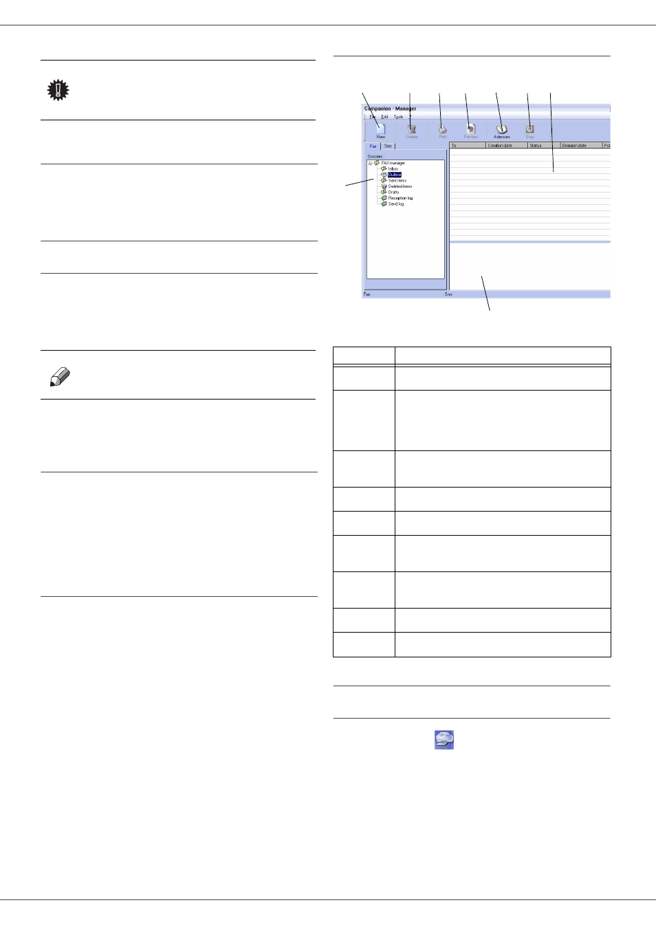 Import or export a directory, Fax communications, Presentation of the fax window | Send a fax, Print the address book, Import a directory, Save your address book, Send a fax from the hard disk or the terminal, 8 - pc featu res, Sp 1000sf | Ricoh Aficio SP 1000SF User Manual | Page 47 / 59