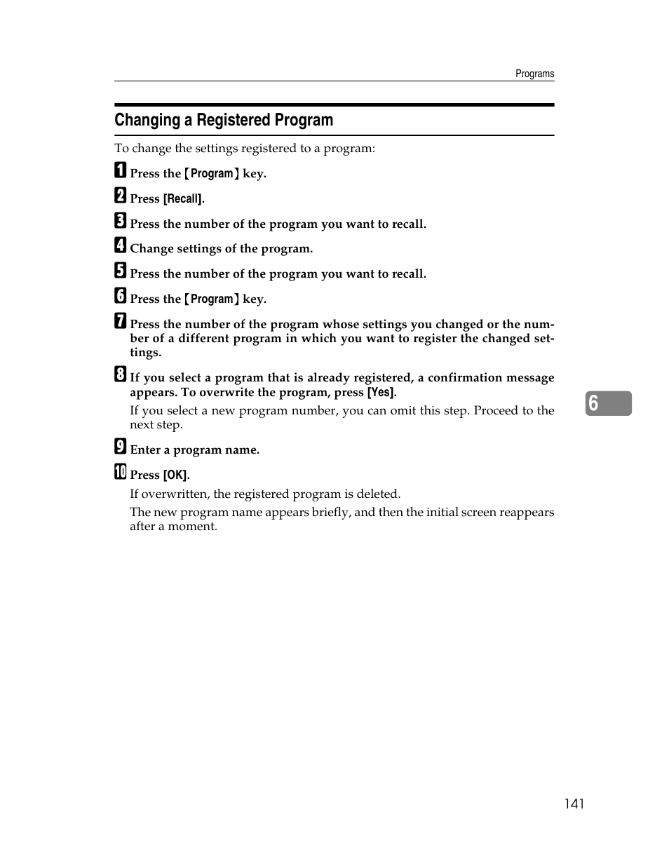 Changing a registered program | Ricoh Printer/Scanner Unit Type 8000 User Manual | Page 149 / 174