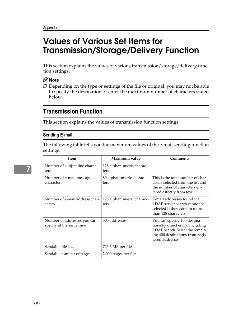 Transmission function, Sending e-mail | Ricoh Printer/Scanner Unit Type 8000 User Manual | Page 164 / 174