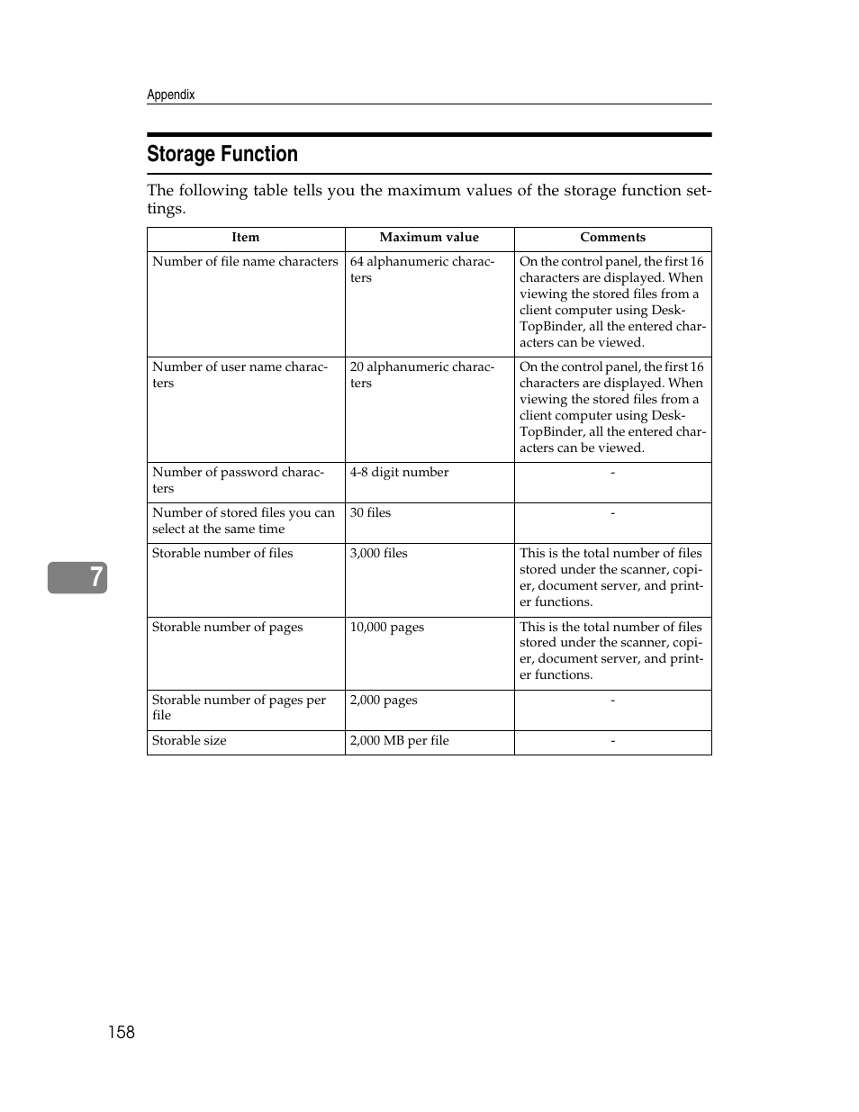 Storage function | Ricoh Printer/Scanner Unit Type 8000 User Manual | Page 166 / 174
